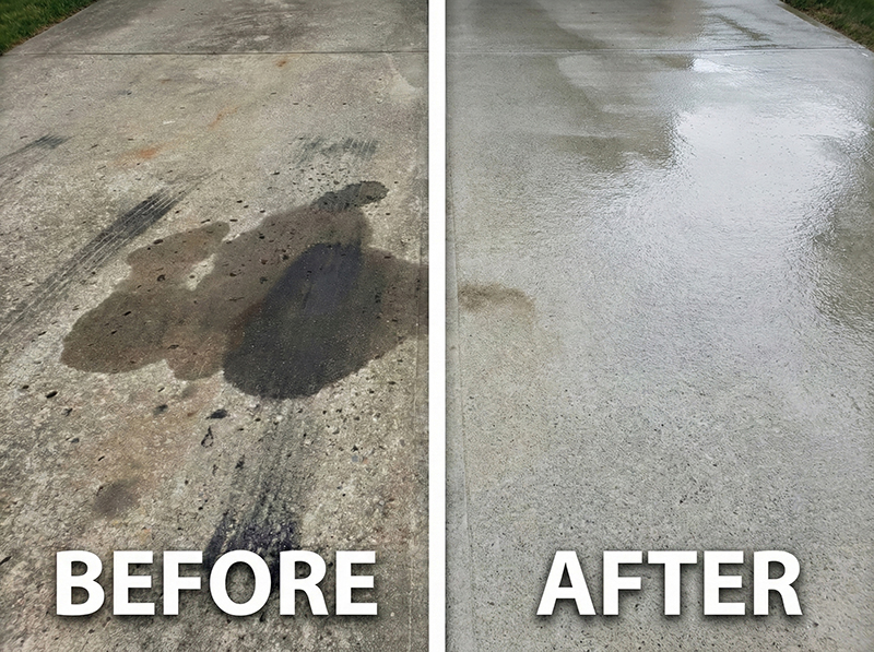 Driveway oil stain removal before and after - Placer County
