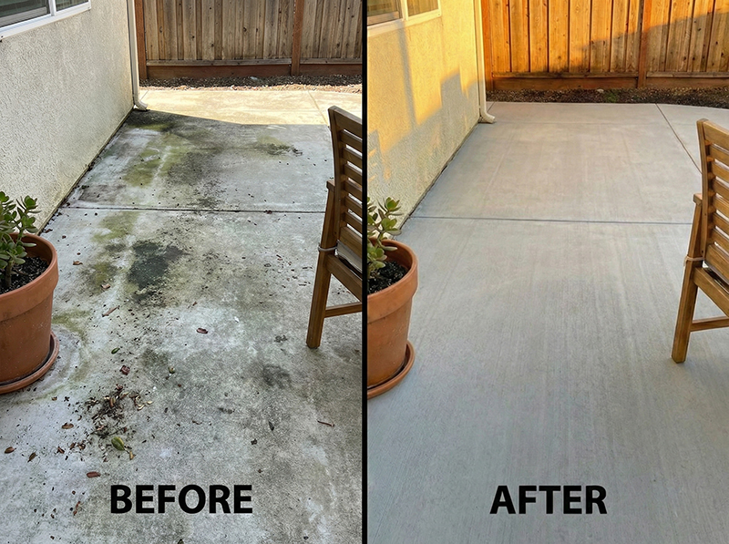 Patio pressure washing before and after - Roseville CA